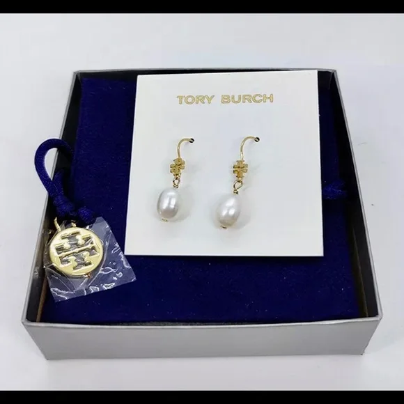 TORY BURCH •Freshwater Cultured Pearl Drop Logo - Picture 4 of 6